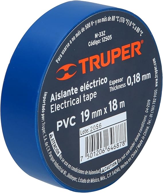 Truper PVC Electrical Tape 3/4-Inch by 60 ft (19mm x 18m)- Available in Various Colours, Black, White, Yellow, Grey, Red, Blue and Green Truper PVC Electrical Tape 3/4-Inch by 60 ft (19mm x 18m)- Available in Various Colours, Black, White, Yellow, Grey, Red, Blue and Green